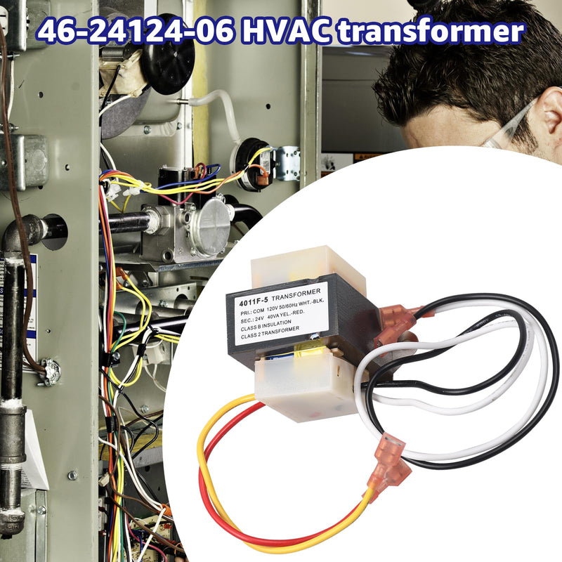 46-24124-06 HVAC Transformer, Replacement for Rheem Furnace Parts 40 VA 120/24V Channel 2 Hole Mount Model