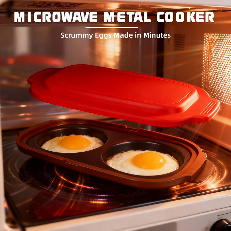 Quick-Heat Microwave Egg Cooker|Poacher|fryer, Multi-use Maker for 2 Eggs for Breakfast Sandwiches, Dishwasher-Safe Portable for Home,Travel,Gifts (Red) Red