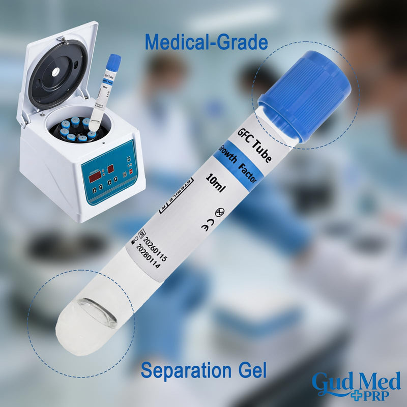 10 Pack Lab-Grade GFC Glass Tubes 10 mL with Separation Gel, Sterile Individually Wrapped, for Research Use Only by GudMedPRP