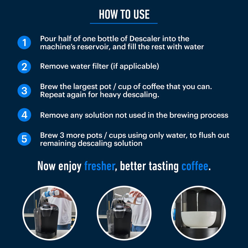 Essential Values Universal Descaling Solution for Keurig Breville Nespresso & Delonghi (4 Uses) | Coffee Machine Descaler Cleaner | Liquid To Descale Automatic Coffee Makers & Espresso Machines 8 Fl Oz (Pack of 2)