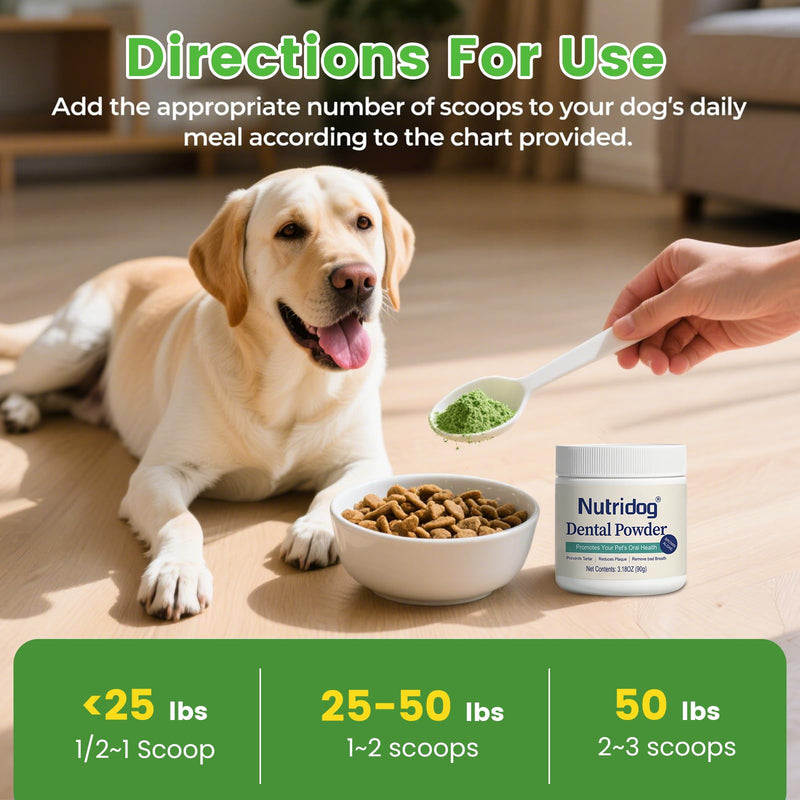 Dog Dental Powder - Dog Teeth Cleaning Powder for Removing Dental Plaque - Plaque & Bad Breath Off Powder with Probiotics & Brown Algae - Dental Care for Dogs & Cats - 90g 90 Grams