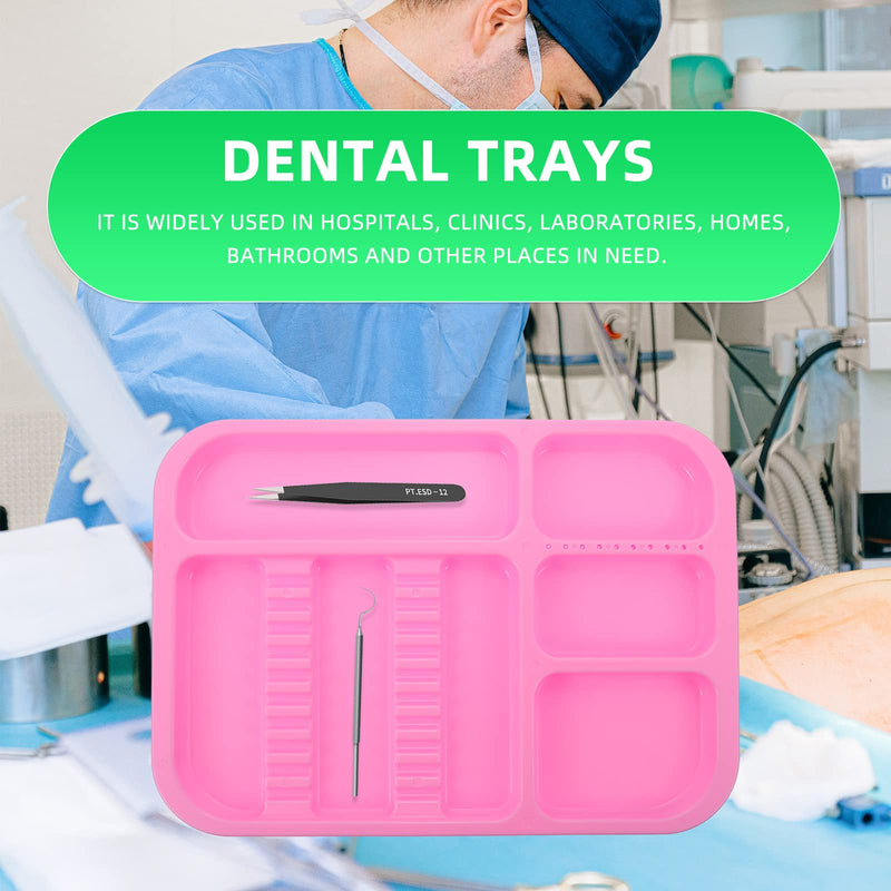 Tray Dentist Tray Tray Plastic Tray Divided Separate Tray Pink