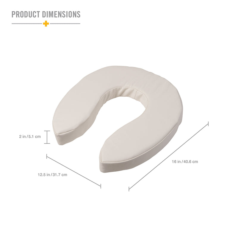 DMI Raised Toilet Seat Cushion Seat Cushion and Seat Cover to Add Extra Padding to the Toilet Seat while Relieving Pressure, Tear Resistant, FSA & HSA Eligible, 2 Inch Pad, White 2 Inch (Pack of 1)