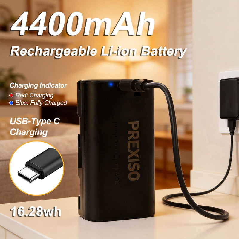 Prexiso Rechargeable Lithium-ion Battery, 4400 mAh for PLC3-360GB/P2LC15DG/PLC3-360GC Self-Leveling Laser Level, Battery with LED Charge Indicator