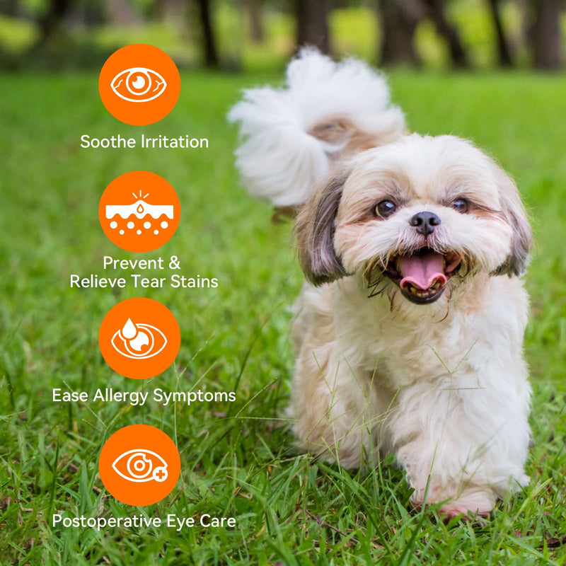 PUAINTA Dog Eye Drops, Eye Infection Treatment, Eye Drops for Dogs & Cats, Soothe Irritation Pink, Dry Eyes, Itchy Eye Wash Tear Stains, Debris Cleaner, Natural Daily Eye Care, Safe for Pets (8oz)