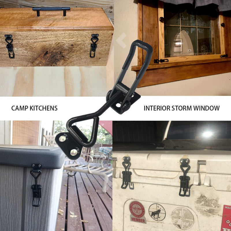Black Toggle Latch Clamp, Heavy Duty Adjustable Toggle Clamp for Smoker Door Latch, Metal Pull Latch for Box, Gate, Cabinet, Case (B4001-6PCS) B4001-6PCS