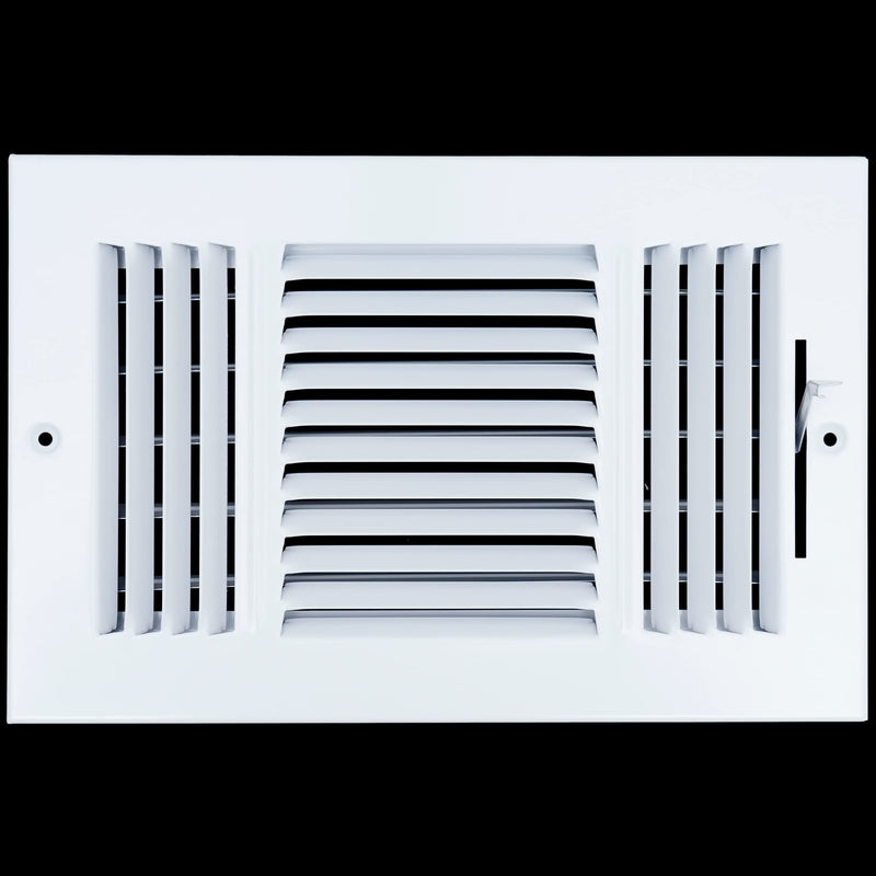 Fits 10x6 Duct Opening 3 Way Steel Air Supply Diffuser by Handua | Register Vent Cover Grille for Sidewall and Ceiling | White | Outer Dimensions: 11.75" X 7.75" 10" X 6" Duct Size