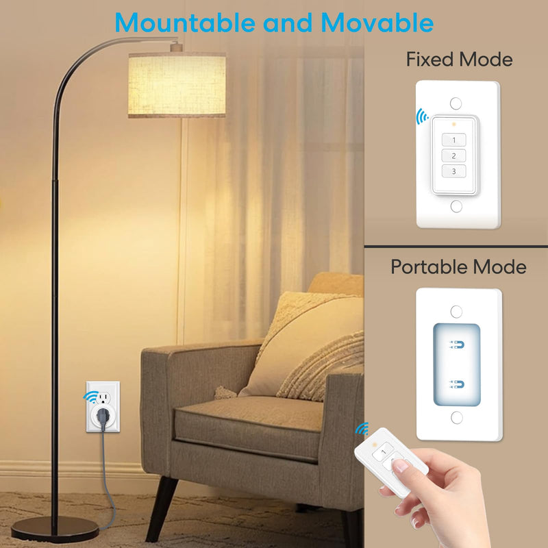 LoraTap 656ft Wireless Remote Control for Lamps and Household Appliances, No Hub Required, White (1 Remote + 3 Plugs)