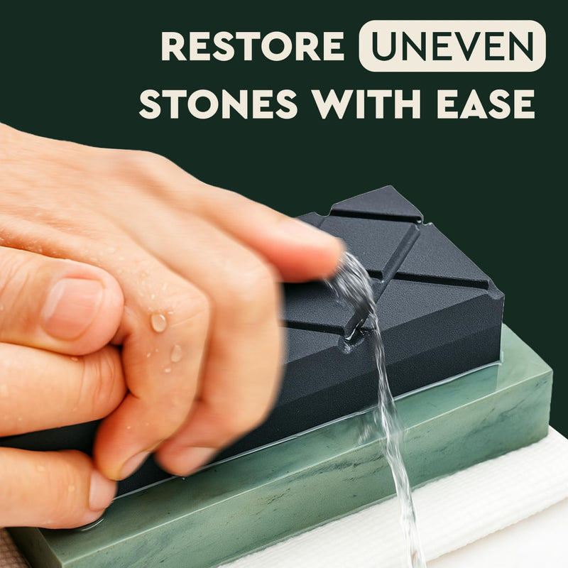 Sharp Pebble Large Flattening Stone- Dual Grit Coarse/Fine Sharpening Stones Flattener- Diamond Grooves Whetstone Fixer-Re Level Any Whetstones & Waterstones