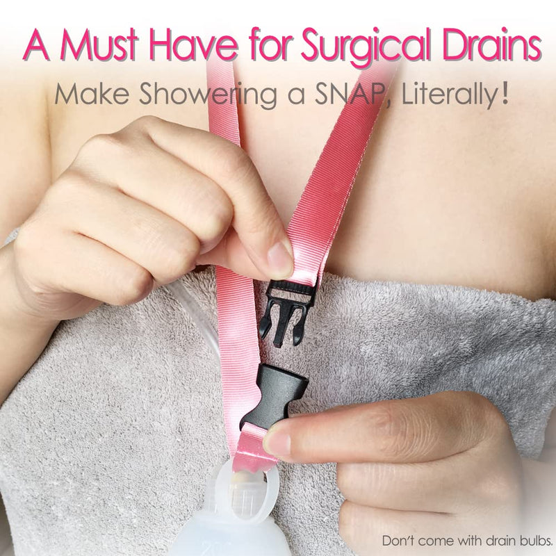 Drain Lanyard for Shower After Mastectomy, Shower Lanyard for Drains After Tummy Tuck, JP Drain Lanyard Holder for After Breast Surgery Drainage Bulb, Pink (Pack of 2) Showerlanyard/Pink