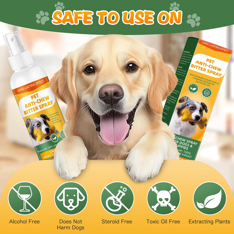 Dog Bitter Anti‑Chew Training Spray, Natural Gentle Formula Deterrent, Discourage Chewing Licking & Biting, Safely Protect Furniture Shoes & Belongings (Gentle Bitter) Gentle Bitter