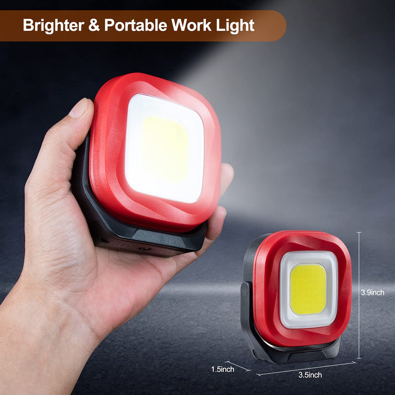 ORHOMELIFE Magnetic Work Light, 42 LEDs 1000 Lumens Rechargeable Portable Magnetic Flashlight Inspection Light for Car Repair, Camping, Emergency & Job Site Lighting (2 PCS) Black