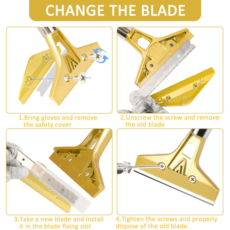 Razor Blade Scraper, 4 In Floor Scraper Tool with 20PCS Extra Metal Blades, Paint Scraper Ideal for Cleaning Stove Top, Windows, Glass, Tiles, Wall, Labels…… 9.9 ounces
