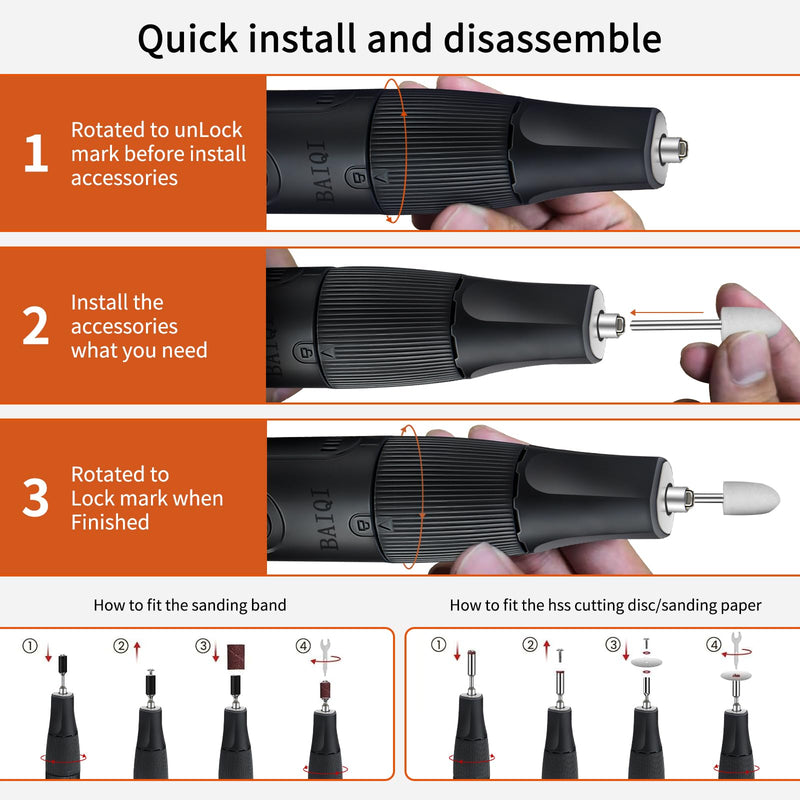 8.0V Cordless Rotary Tool, 5 Speeds, 65 Pcs Rotary Tool and Accessories Multi-Purpose For Carving, Engraving, Sanding, Polishing and Cutting,DIY Crafts