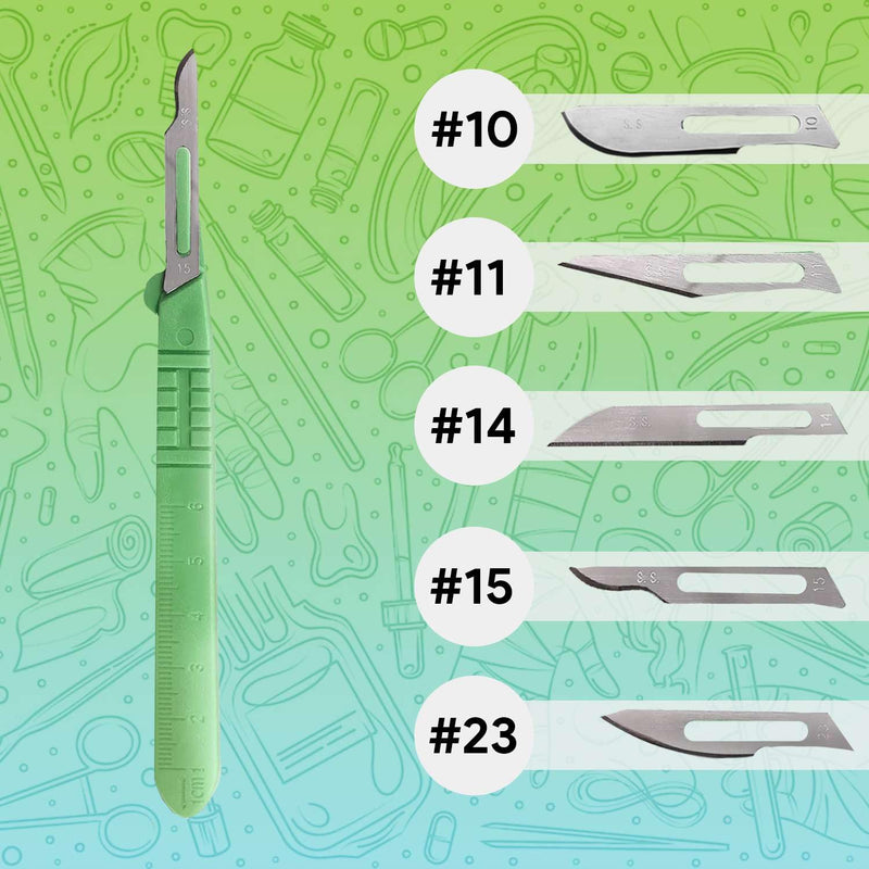 FifthPulse Disposable Surgical Scalpel Knife #15 - Ten Individually Wrapped Sterile Scalpel Blades - Surgical Blade Scalpels With Safety Grip