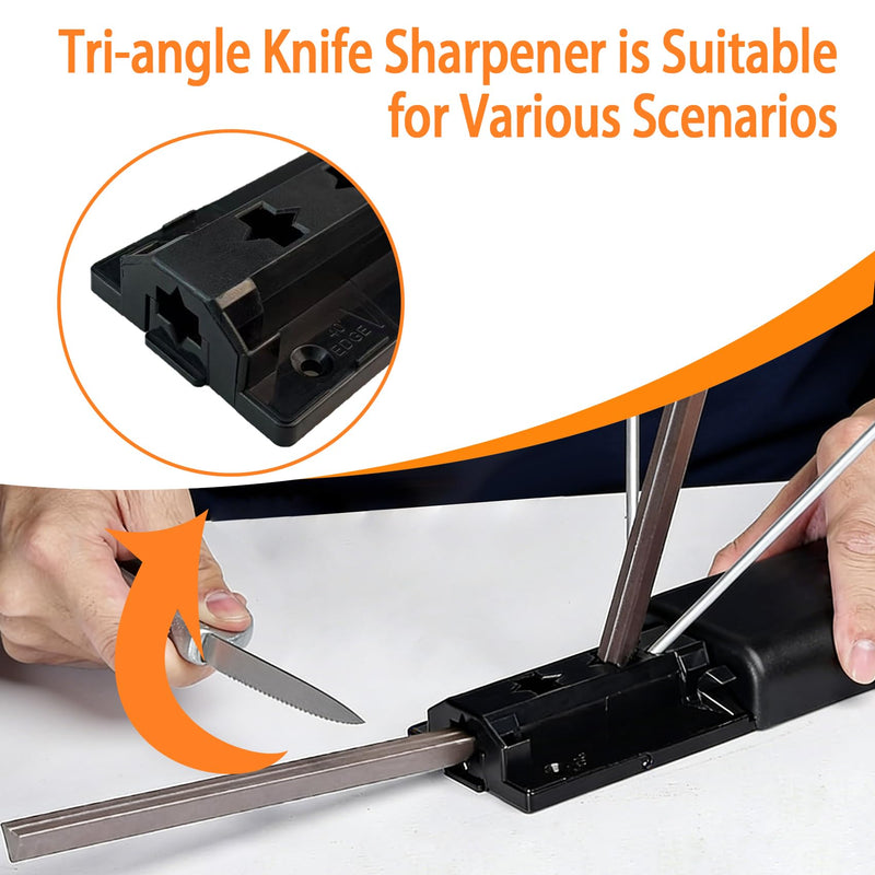 Tri-Angle Knife Sharpener, Premium Set with 2 Alumina Ceramic Stones, Portable Knives Sharpening System for Kitchen & Outdoor Knifes, Quick Sharpeners, Polishing