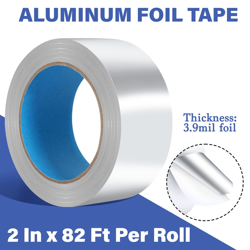 Aluminum Foil Tape, 2 inch x 82ft(3.9 Mil), Heavy Duty HVAC Tape, Insulation Adhesive Metal Tape for Ductwork, Dryer Vents Pipe, Sealing and Repairing 1