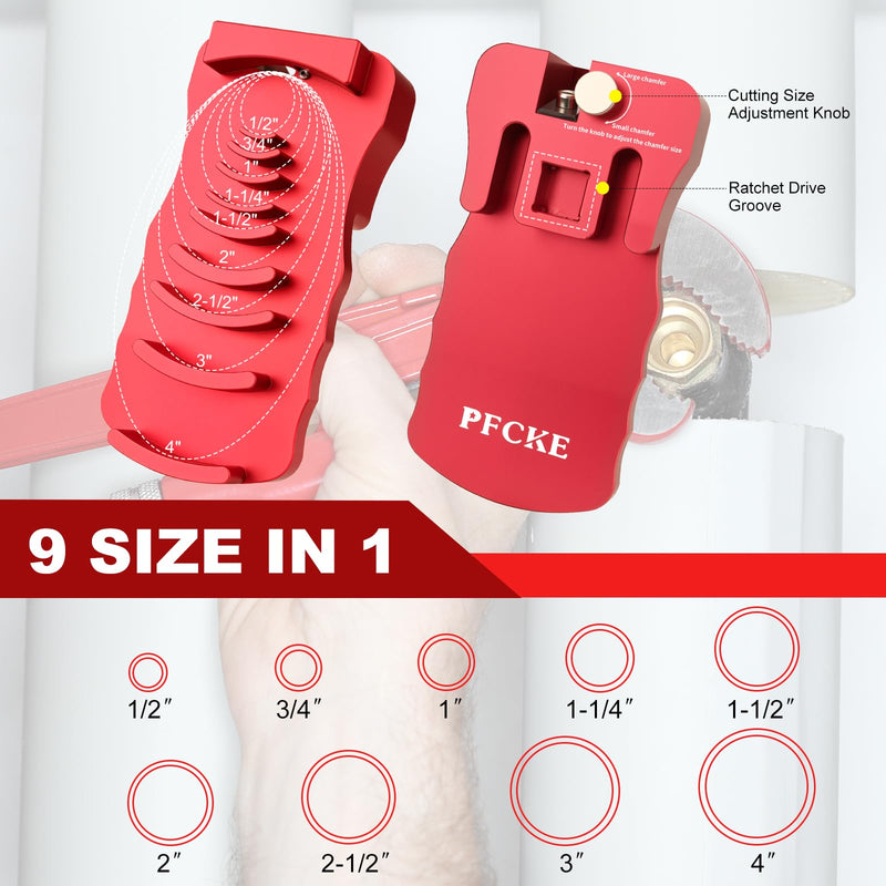 Professional PVC Pipe Deburring Tool,Adjustable PVC Chamfer & Reamer Tool for 9 Sizes: 0.5 Inch to 4 Inch Plastic Pipes(PVC/CPVC/ABS/PP/PE)