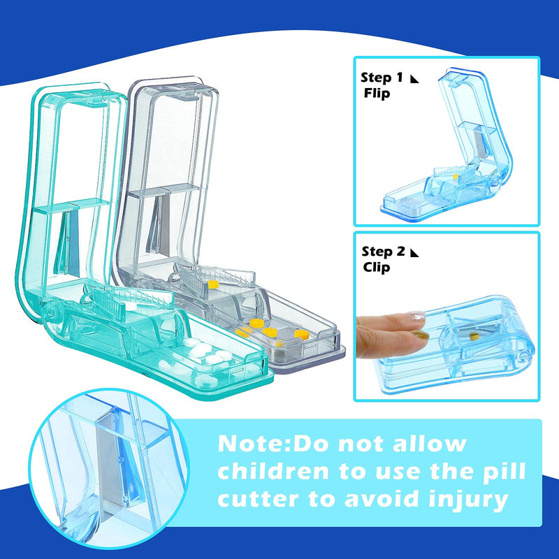 Nuanchu 18 Pieces Pill Cutter Portable Medicine Holder with Stainless Steel Blade Easy Cut for Cutting Pills Tablet in Half for Daily Life