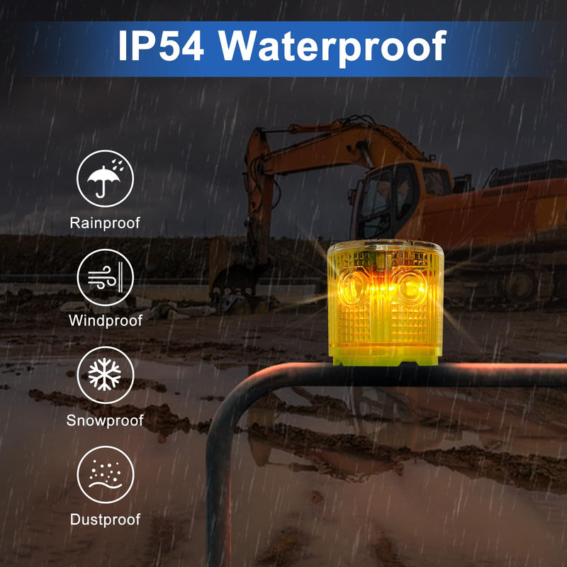 Aolyty Solar Strobe Warning Light Strong Magnetic Base Flashing Super Bright 360 Degree Automatically Turn On Waterproof for Construction Traffic Factory (Red) Red