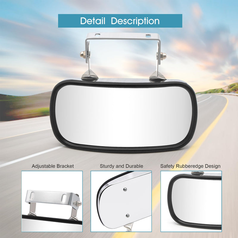 BOOLEE Convex Mirror Stainless Steel Rectangular U-Bracket for Cars Trucks Boats Tractors Forklifts Improves Visibility Rear view and Side Mirror Universal Screw Fixed