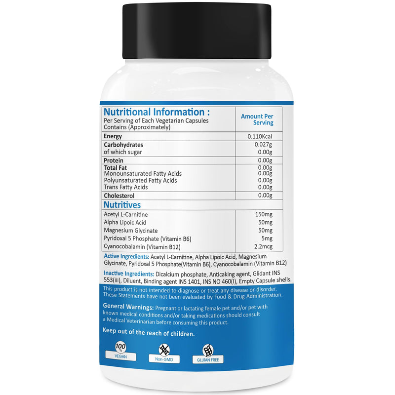 Brain & Nerve Health Supplement for Dogs & Cats | Supports Nervous System & Cognitive Function | with Vitamin B6, Vitamin B12, Alpha Lipoic Acid & Acetyl L-Carnitine | 100 Capsules