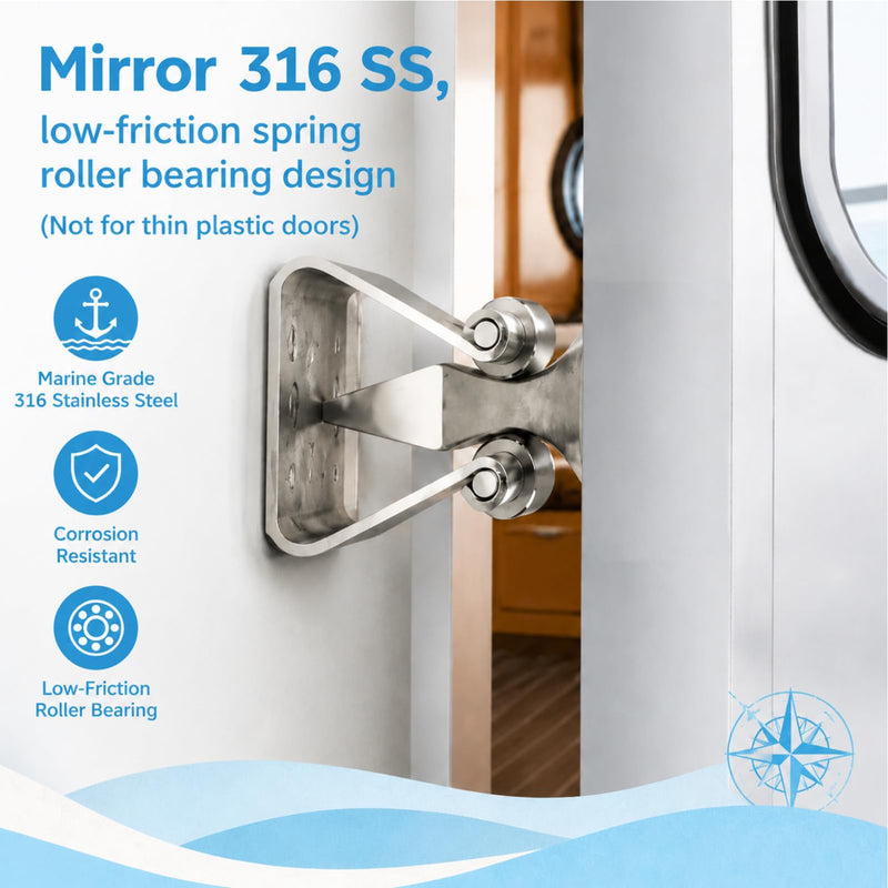 Marine Door Catch Latch 1-5/8 Inch Heavy Duty Stainless Steel Door Stopper Catch Holder Rust Resistant Boat Cabin Hatch Door Clip for Marine RV Yacht Cabinets Hardware, 1 Pcs 1-5/8"