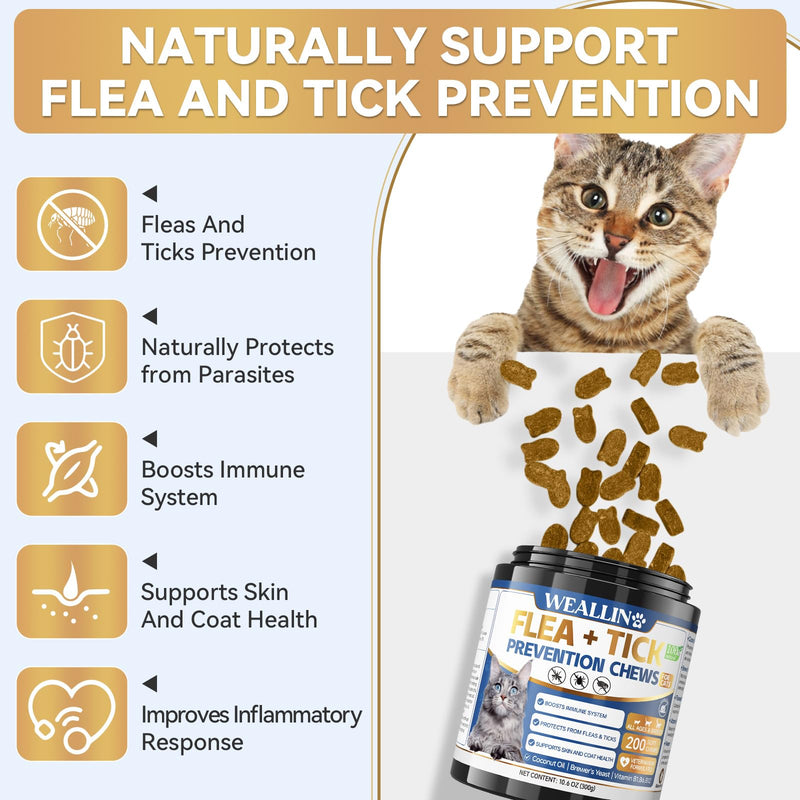 Cat Flea and Tick Prevention Soft Chews + Cat & Dog Urinary Tract Infection Treatment with Cranberry, Dual-Action Natural Wellness