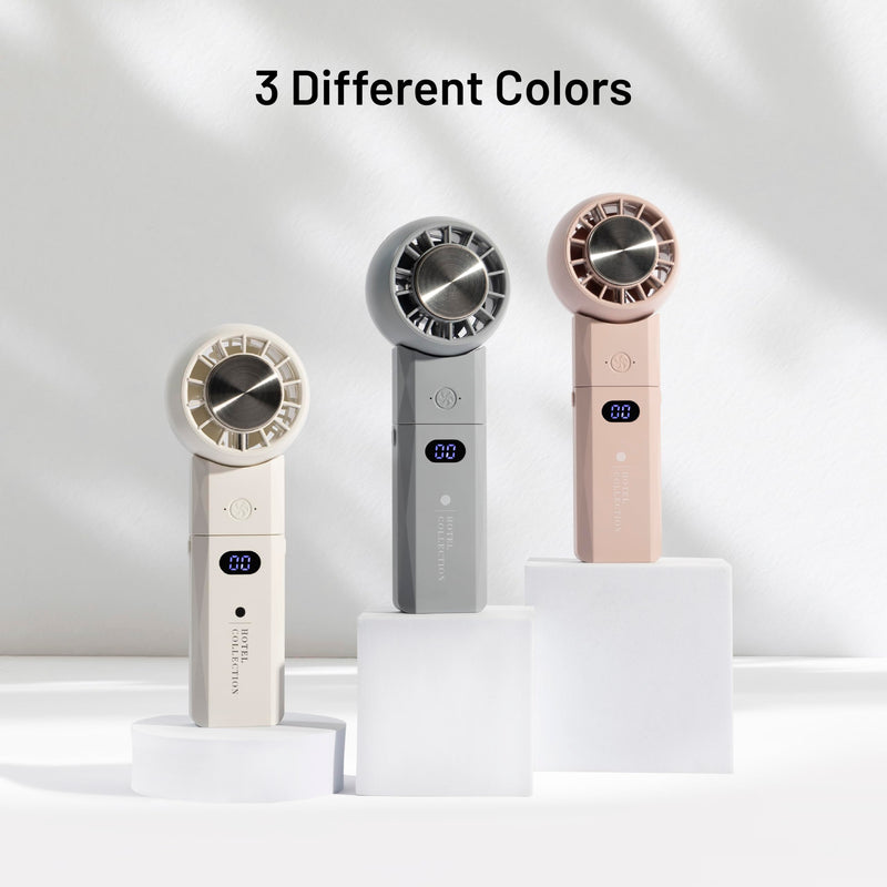 Hotel Collection - Breeze-Pro Handheld Mini Personal Fan, 2-in-1 USB Rechargeable Pocket Device with Power Bank, Portable for Travel, Summer, Concerts, Lash, Make - Up (White) White