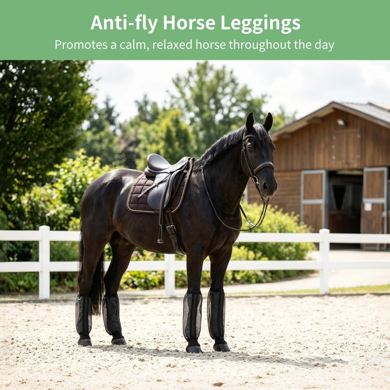4 Pcs Fine Mesh Horse Fly Boots, Anti-Fly Horse Leggings, Breathable Mesh Leg Wraps, Nylon Leg Covers for Stable Outdoor Riding