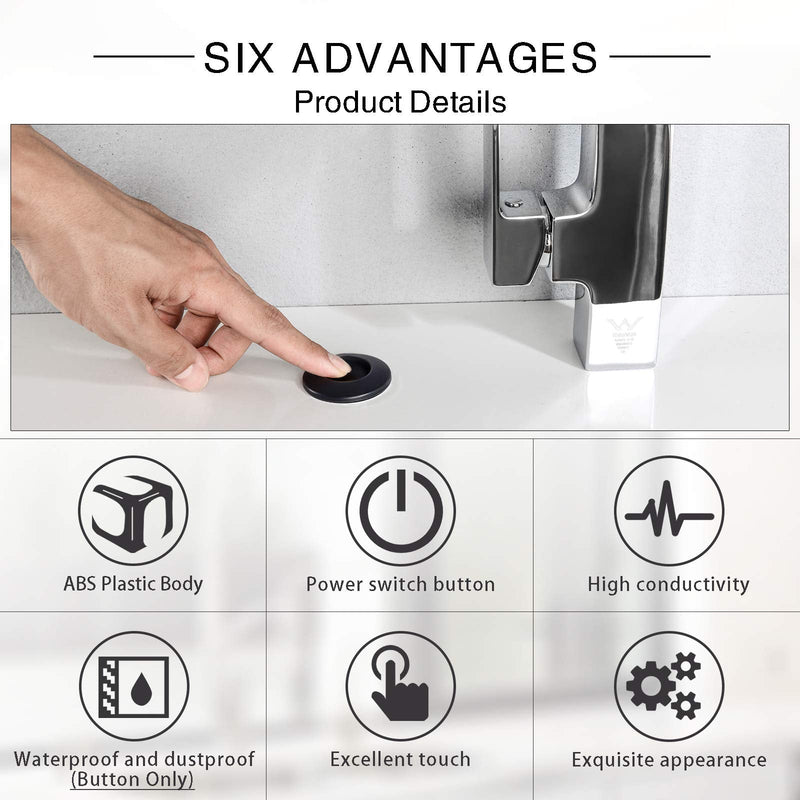 Garbage Disposal SinkTop Air Switch Kit with Long Button,Brass Made Cover,UL,Matte Black LONG/3.58"