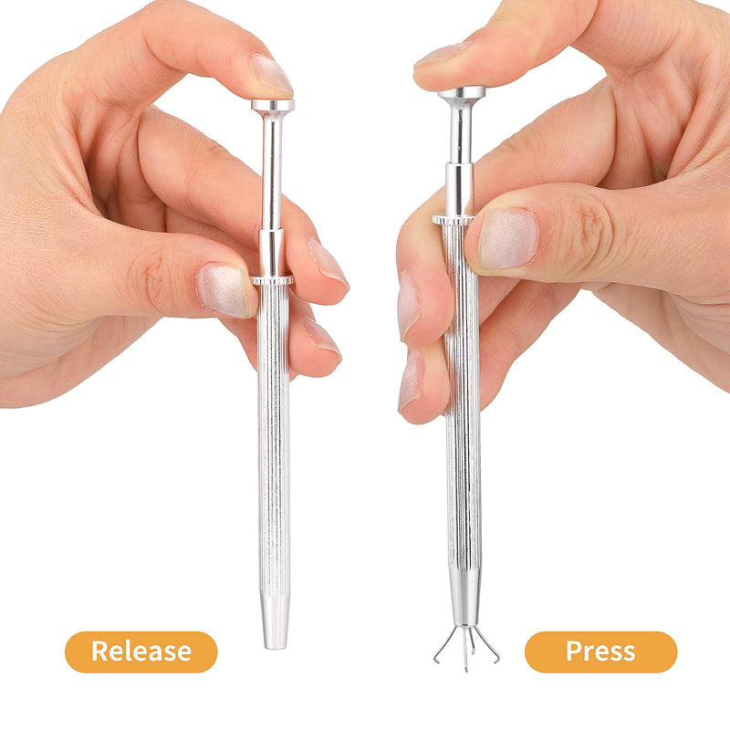 3Pcs Grabber Tool Holder Set Jeweler's Pick Up Sprinkle Pen Jewelry Tweezers 4 Claw Piercing Ball with Prongs Diamond Claw Precision Stainless Steel For Tiny Objects IC Chip Electronic Components Black