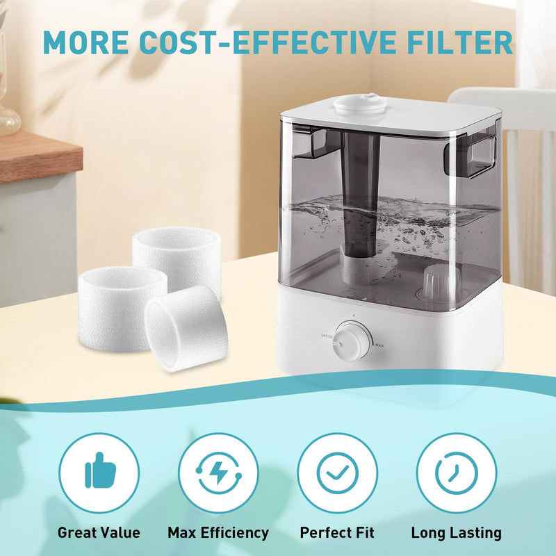 30-Pack Humidifier Filters Compatible with LEVOIT Humidifiers Model Classic160, Dual150, Dual200S, Classic300(S), LV600S, OasisMist 450S, Superior 6000S Series - Enhanced Humidification Efficiency