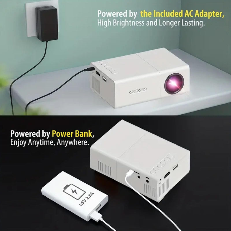 Mini Projector, 1920 x 1080 Resolution, Supports 24 to 60 Inch Projection Size, Portable Projector with Remote Control for Home Outdoor Theater Movie