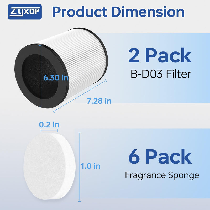 B-D03 Air Filter Replacement for MOOKA B-D03 M03, 2 Pack