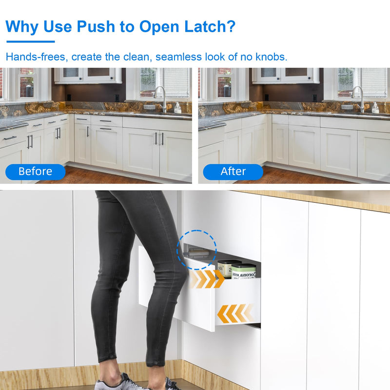 Push to Open, Magnetic Door Latches, Jiayi 2 Pack Cabinet Push Catch, Push Magnet Latches for Cabinet Doors Closure Push Release Press Out Cabinet Kitchen Hardware Silver