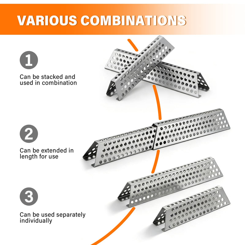 Fire Pit Grate 2-Pack, Stainless Steel Portable Fire Grate for Camping & Backyard, Honeycomb Airflow Design for Less Smoke & Hotter Burn, Nestable Fire Pit Insert