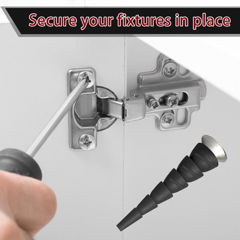 15 Pcs Wood Anchor Stripped Screw Hole Repair Kits-Door Hinge Hole Repair Kits Fit Screws Sizes #2 to #18-Adjustable Wall Anchors for Wood Door Drywall Hole Repair Normal Black 15