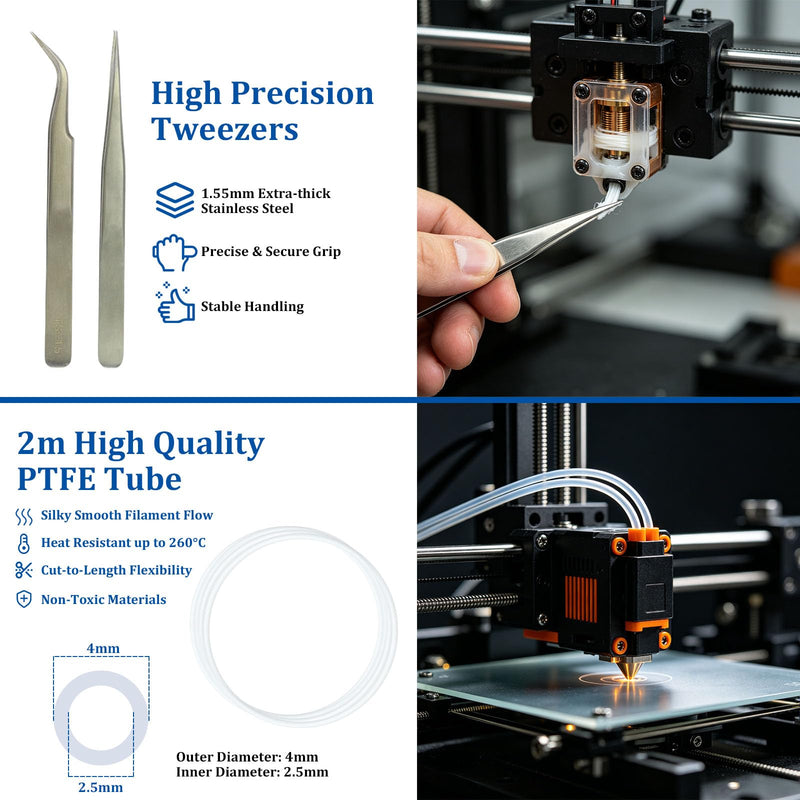 170PCS 3D Printer Tool Kit with Precision Screwdriver Set, 3D Printing Accessories for Cleaning & Finishing, Includes Nozzle Cleaning Needles, Deburring Tool, Engraving Knife, Metal Files, PTFE Tube C
