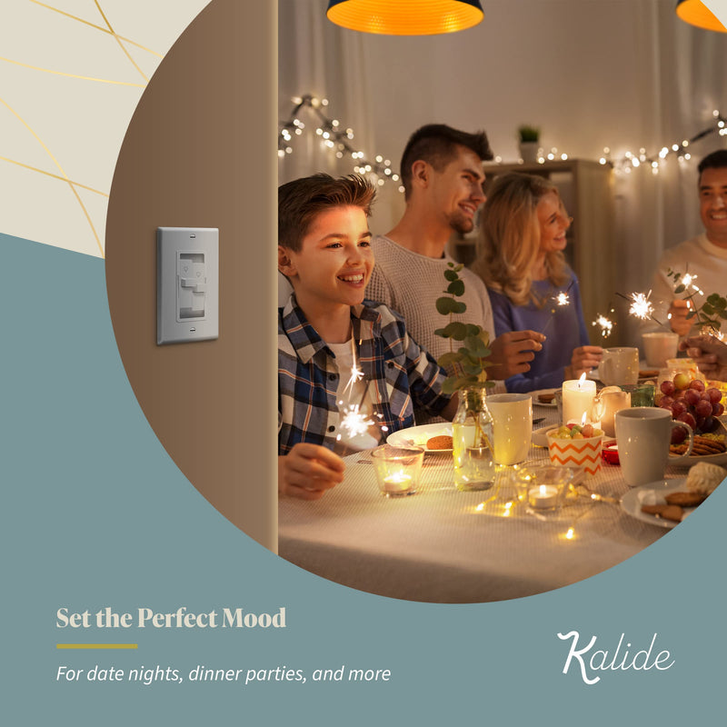 TOPGREENER Kalide Dual Load Dimmer Light Switch, Double LED Dimmer Switch, Full Range Dimming, Single Pole, 120VAC, 60Hz, 200W LED/CFL, Neutral Wire Not Required, TGDDS-W, White 1 Pack