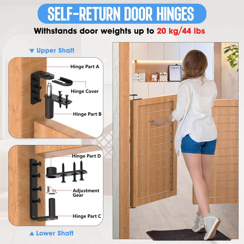 Heavy-Duty Self Closing Saloon Door Hinges, 304 Stainless Steel Self-Return Dual Swing Cafe Hinges for Bar, Patio Doors (2, Large) 2
