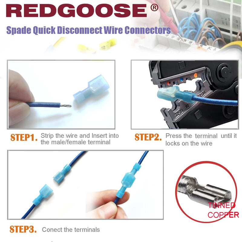 80PCS Spade Quick Disconnect Wire Connectors, 22-10 AWG Male and Female Wire Crimp Terminal(22-18AWG Red 15Pairs, 18-14AWG Blue 15Pairs,12-10AWG Yellow 10Pairs) 22-10 AWG Kit 80