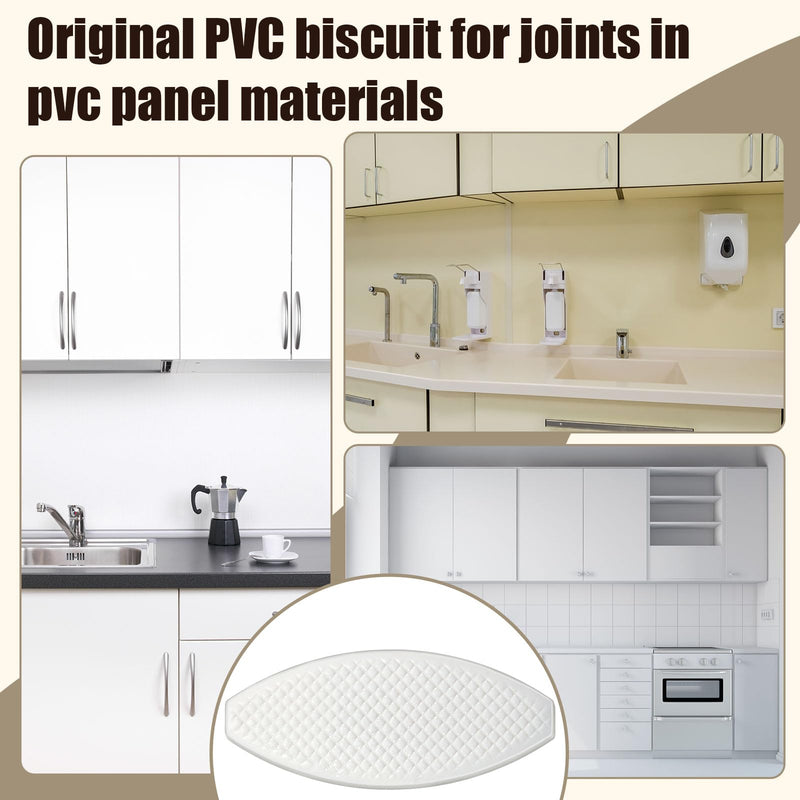 100 Pcs PVC Biscuits Joining Biscuits Joiner Tool for PVC Trim, Deck, Joinery, DIY 100
