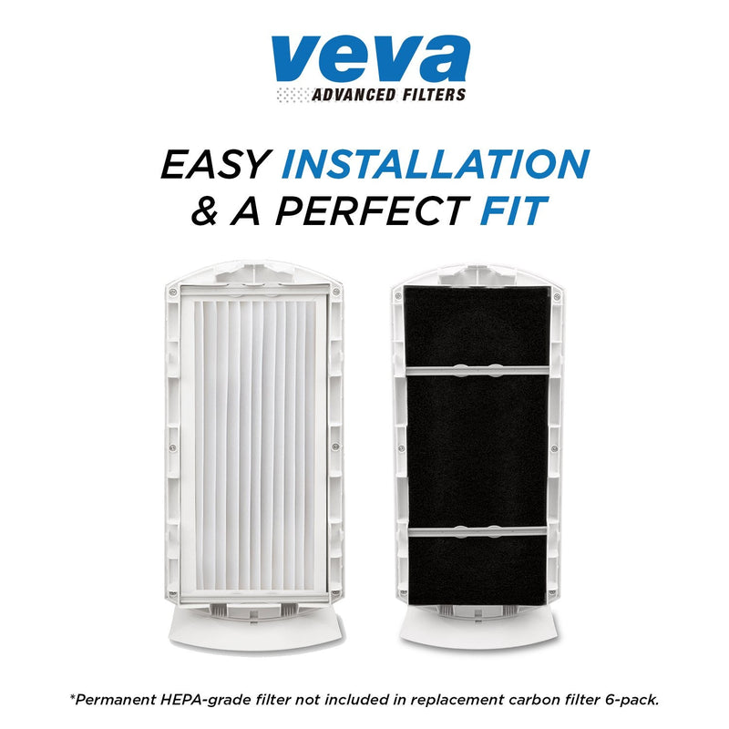 VEVA Pre-Filter Replacement Compatible with Hamilton Beach 04383, 04384, 04386 Air Purifier - 6 Pack - Smoke and Odor Eliminator Carbon Filters 6 Pre-Filters