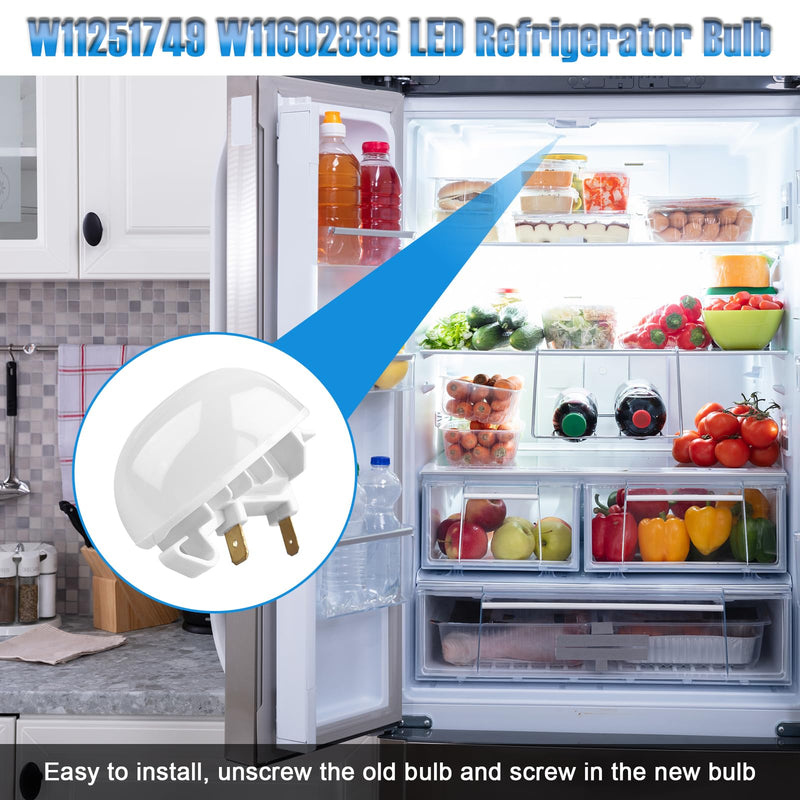 Earthtec W11251749 W11602886 Replacement for Whirlpool Freezer Refrigerator LED Light Bulb Compatible with Kenmore Amana W11468934 W11449273 W11520324 W11549780 AP6986570 AP7192759