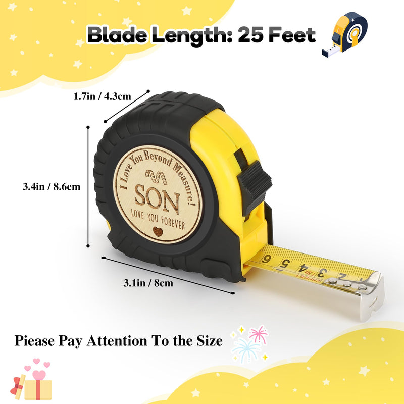 to My Son Gifts, Gifts for Son, Son Gifts from Mom Dad, Gifts for Grown Son from Mother Father, Cool Birthday Gift Ideas for Adult Sons, Christmas Graduation Tape Measure 25FT Tool Gifts