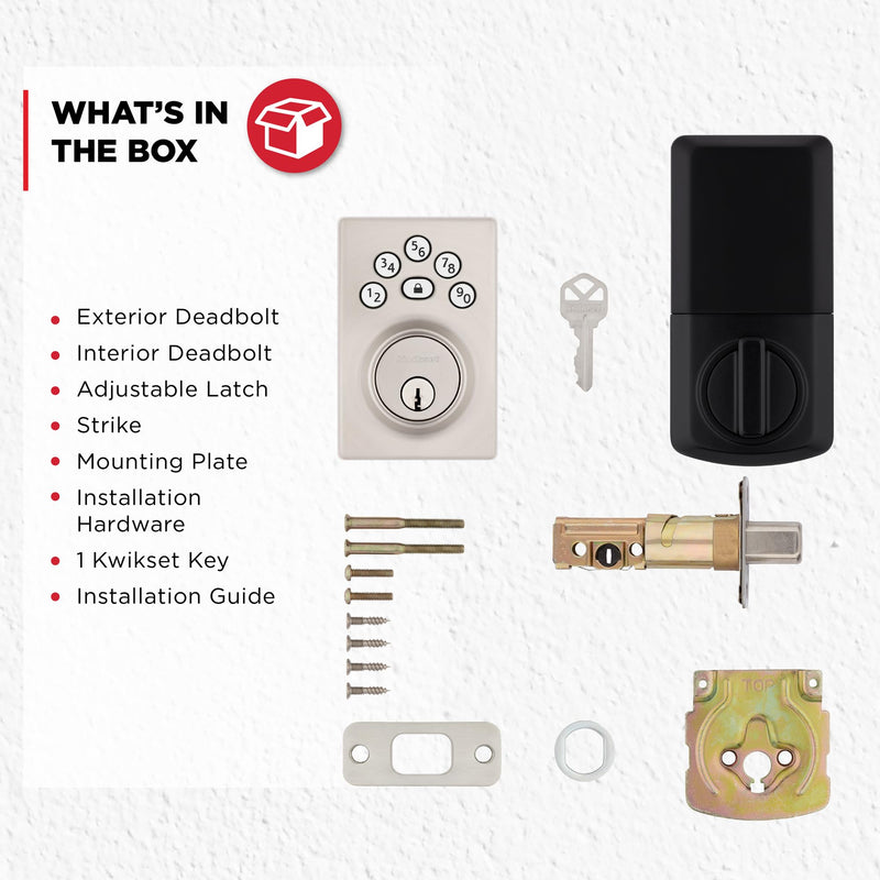 Kwikset Powerbolt 240 5-Button Keypad Satin Nickel Contemporary Electronic Deadbolt Door Lock, Featuring Convenient Keyless Entry, Customizable User Codes and Auto-Locking
