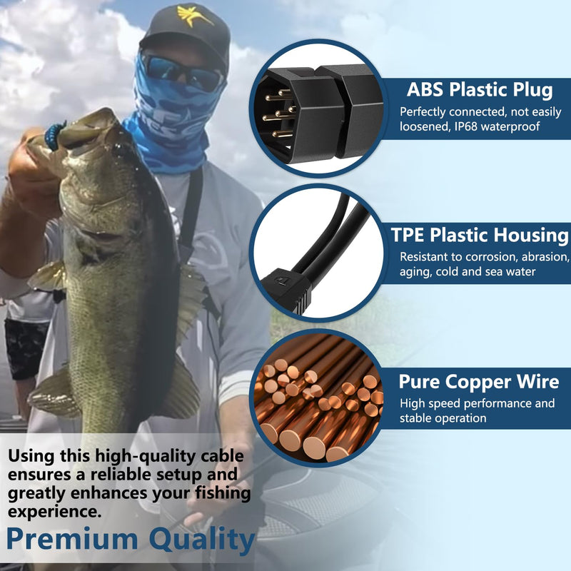 720101-1 9 M SIDB Y 9-Pin Side Imaging Dual Beam Splitter Cable Compatible with Humminbird Models That utilize 455kHz/800kHz, MEGA Imaging and MEGA Imaging+ Frequencies