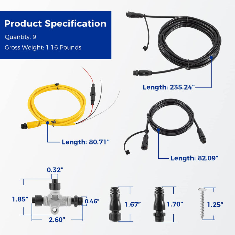 Replace for Garmin 010-11442-00 Cable Kit Nmea 2000 Starter Kit with T-Connectors