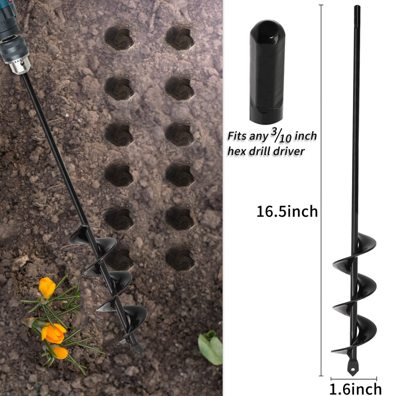 TCBWFY 1.6"x16.5" & 3"x16.5" Auger Drill Bit Set for Planting - Perfect for Planting Bulbs, Flowers, and Small Trees,Post Hole Digger for Hex Drive Drill 1.6"x16.5"+3"x16.5" - NewNest Australia